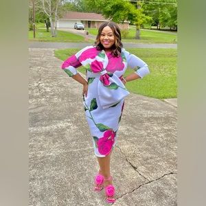 Floral dress with bow embellishment